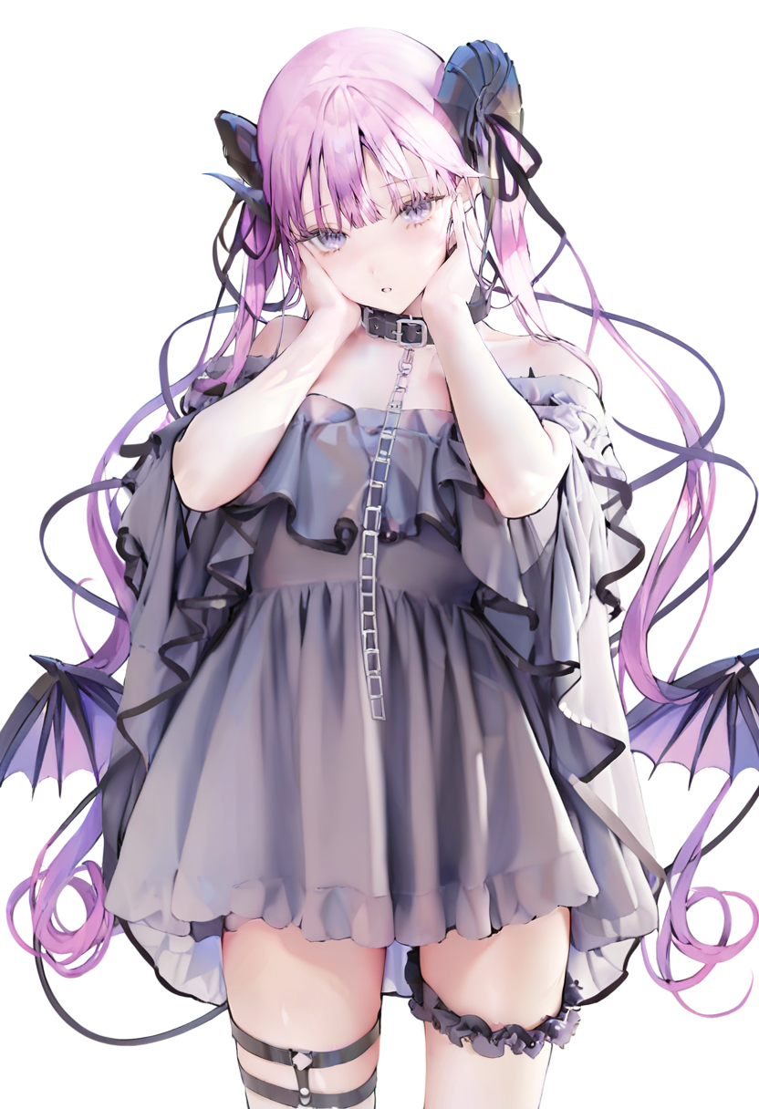 01300-3497287781-best quality, _lora_jimaXL_AWA2_lokr_V53P1_0.95_  1girl, demon tail, solo, tail, wings, dress, long hair, horns, demon girl, whi.png